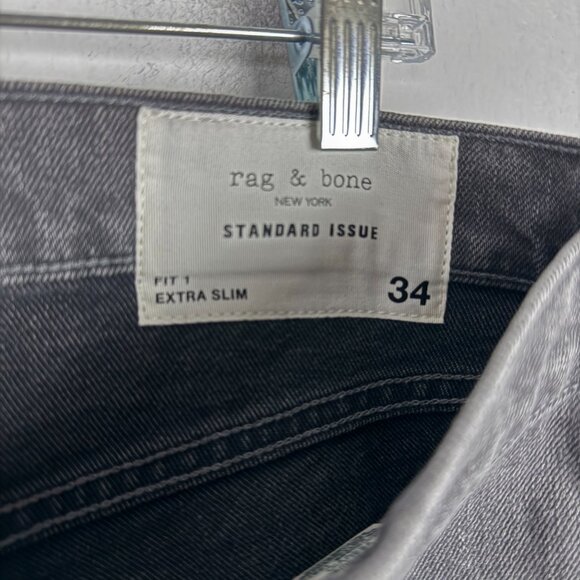 Rag & Bone Standard Issue Fit 1 Extra Slim Jeans Vesuvio Wash Gray Size 34 EUC - Picture 7 of 12